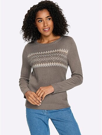 Pull à Manches Longues Finitions Côtelées - Taille Standard - Moda Vilona