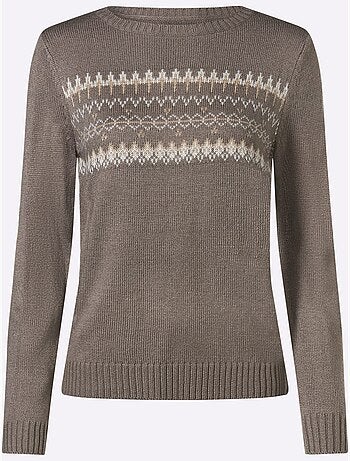 Pull à Manches Longues Finitions Côtelées - Taille Standard - Moda Vilona