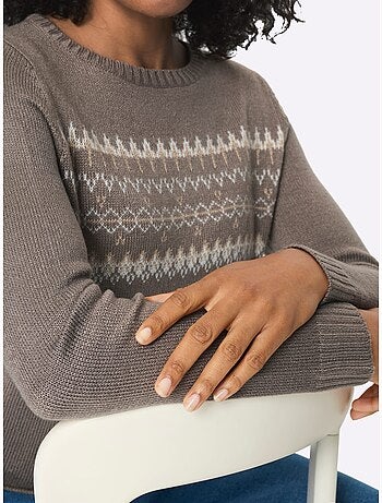 Pull à Manches Longues Finitions Côtelées - Taille Standard - Moda Vilona