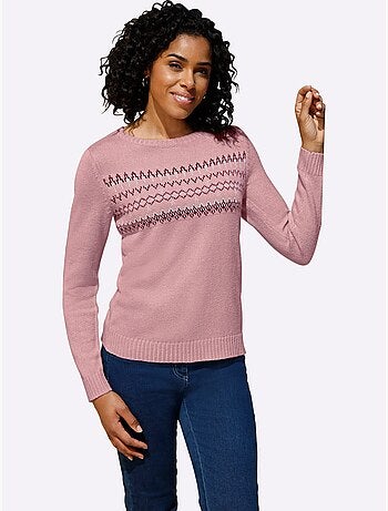 Pull à Manches Longues Finitions Côtelées - Taille Standard - Moda Vilona