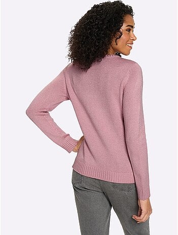 Pull à Manches Longues Finitions Côtelées - Taille Standard - Moda Vilona