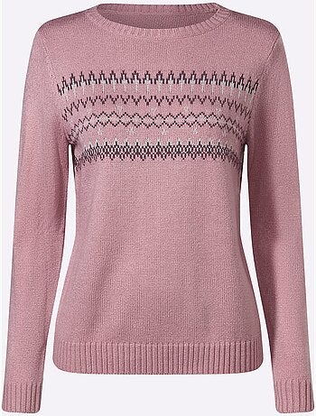 Pull à Manches Longues Finitions Côtelées - Taille Standard - Moda Vilona