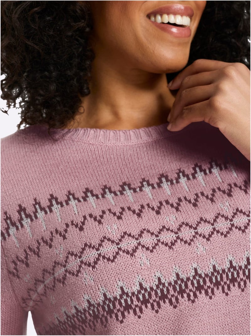 Pull à Manches Longues Finitions Côtelées - Taille Standard - Moda Vilona Violet/Rouge - Kiabi