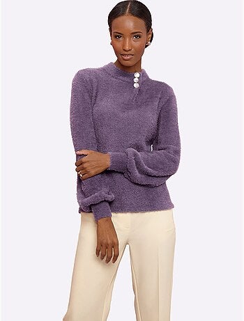 Pull à manches longues forme affinante - taille standard - helline