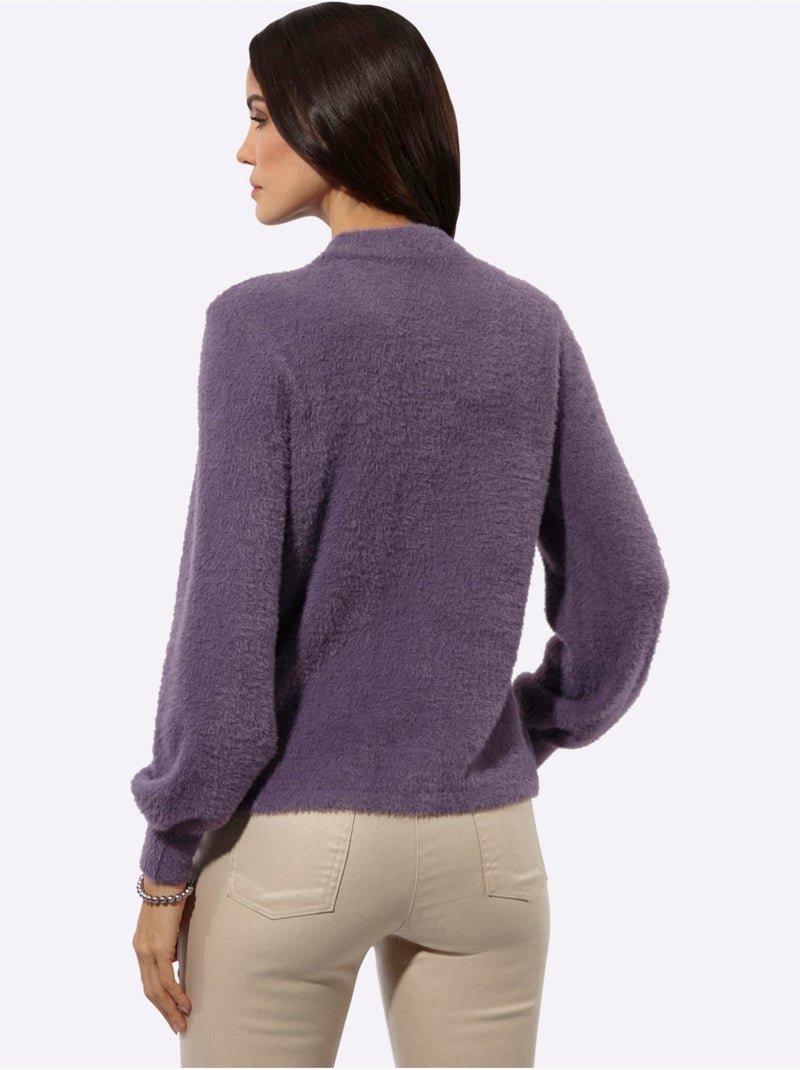 Pull à manches longues forme affinante - taille standard - helline Violet figue - Kiabi