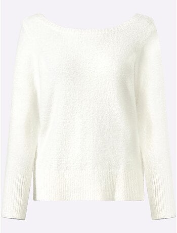 Pull à manches longues grand col v au dos - taille standard - helline