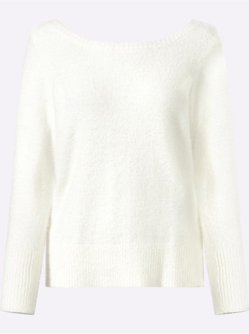 Pull à manches longues grand col v au dos - taille standard - helline - Kiabi