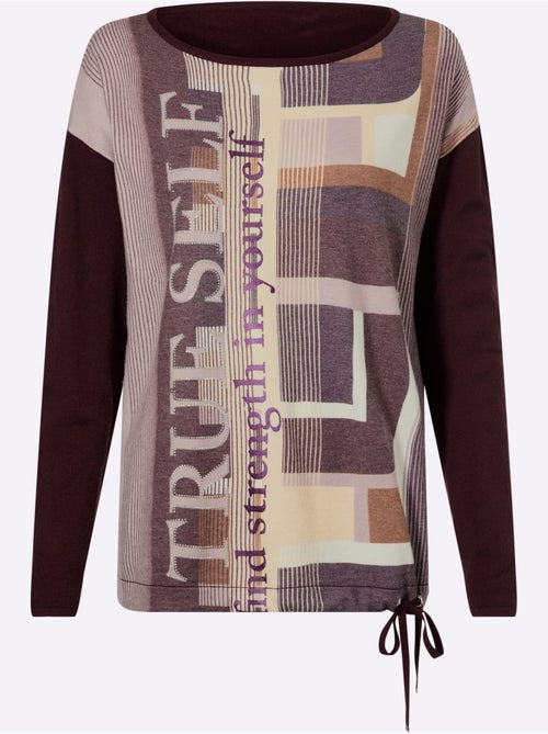 Pull à Manches Longues Imprimé Tricot Tendance - Taille Standard - Helline - Kiabi