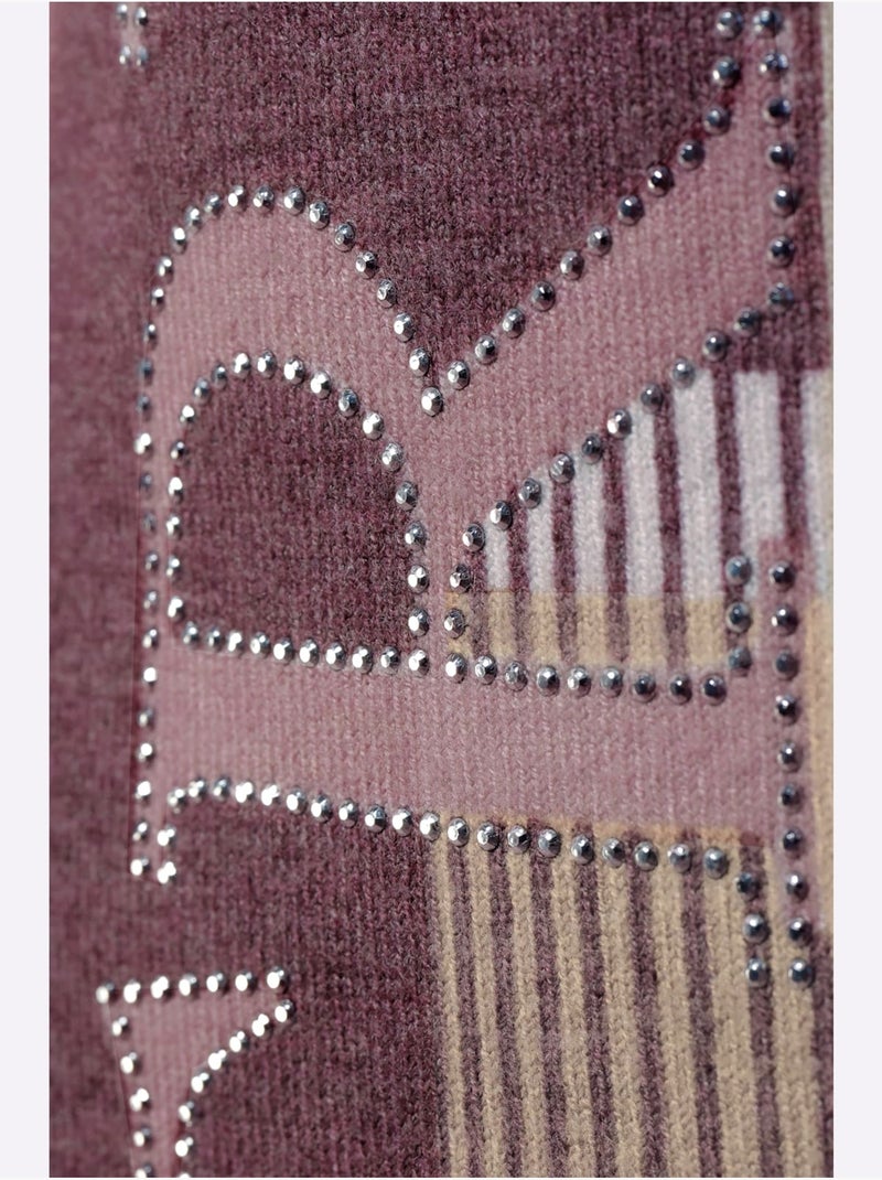 Pull à Manches Longues Imprimé Tricot Tendance - Taille Standard - Helline Bordeaux - Kiabi