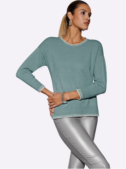 Pull à manches longues jersey fin - taille standard - helline - Kiabi Pull à manches longues jersey fin - taille standard - helline - Kiabi