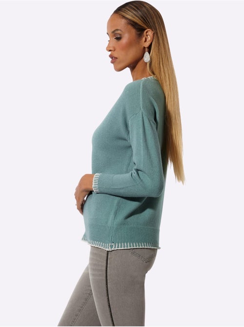 Pull à manches longues jersey fin - taille standard - helline - Kiabi Pull à manches longues jersey fin - taille standard - helline - Kiabi