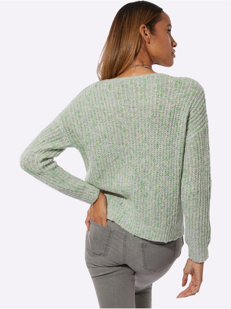 Pull à Manches Longues Joli Fil Boutonné - Taille Standard - Helline Vert pistache - Kiabi