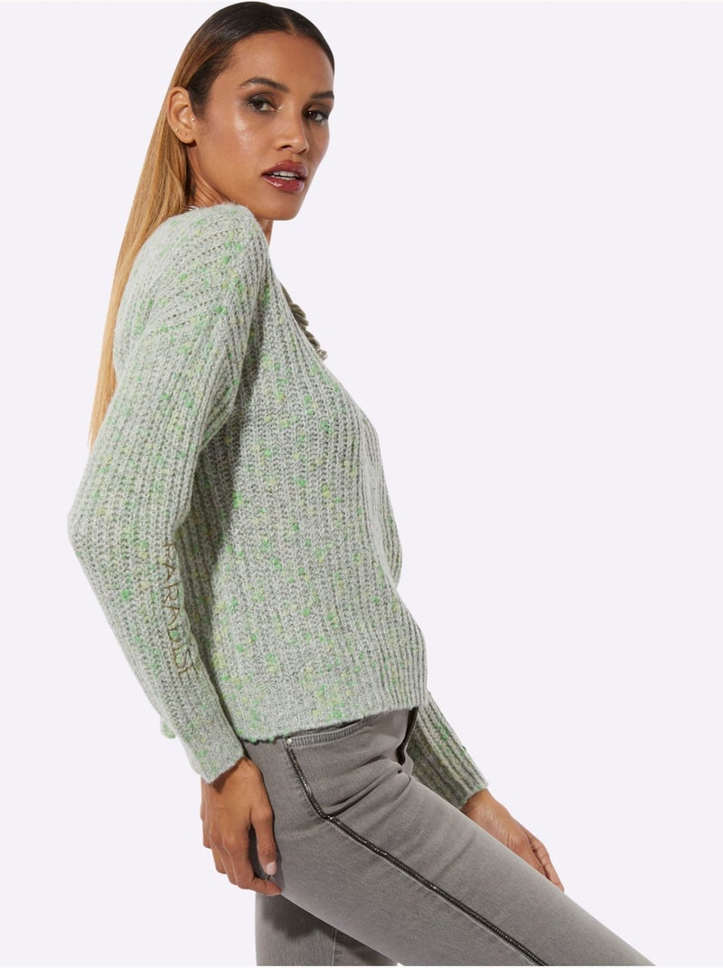 Pull à Manches Longues Joli Fil Boutonné - Taille Standard - Helline Vert pistache - Kiabi