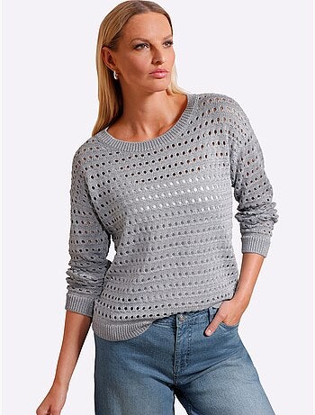 Pull à Manches Longues Joli Motif Ajouré - Taille Standard - Helline
