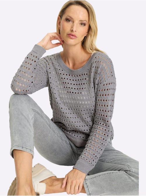 Pull à Manches Longues Joli Motif Ajouré - Taille Standard - helline - Kiabi