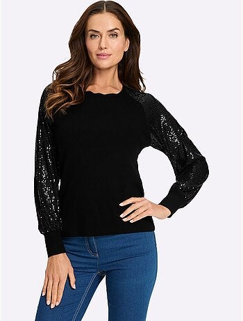Pull à manches longues jolies paillettes décoratives - taille standard - helline