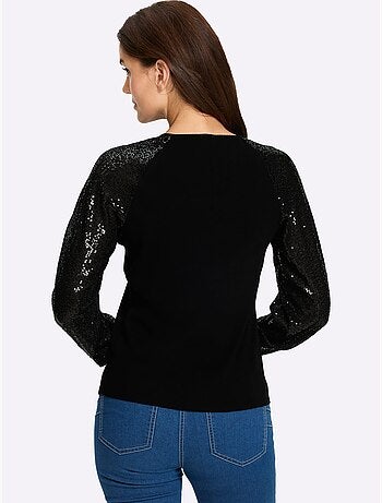 Pull à manches longues jolies paillettes décoratives - taille standard - helline