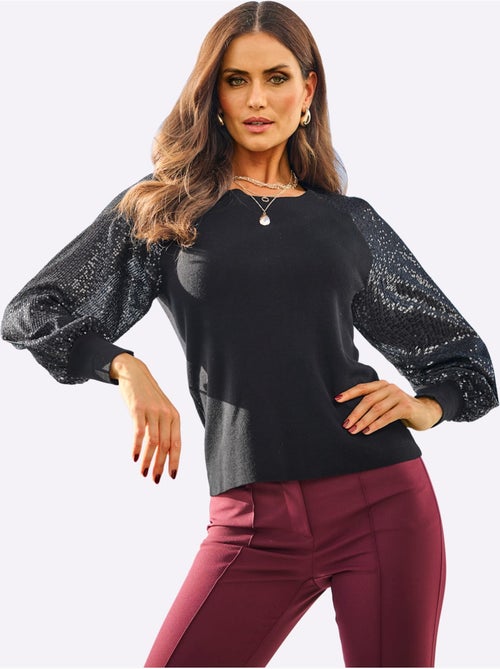 Pull à manches longues jolies paillettes décoratives - taille standard - helline - Kiabi