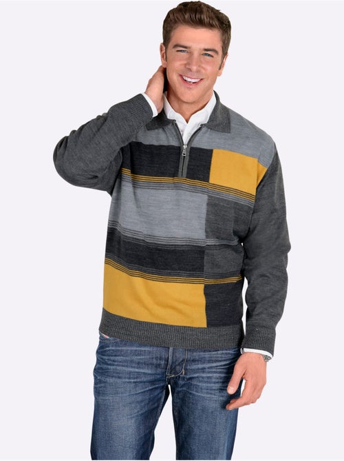 Pull à manches longues jolis coloris contrastés - taille standard - moda vilona - Kiabi Pull à manches longues jolis coloris contrastés - taille standard - moda vilona - Kiabi