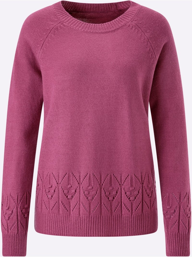 Pull à manches longues manches raglan - taille standard - moda vilona Bruyère/Menthe - Kiabi