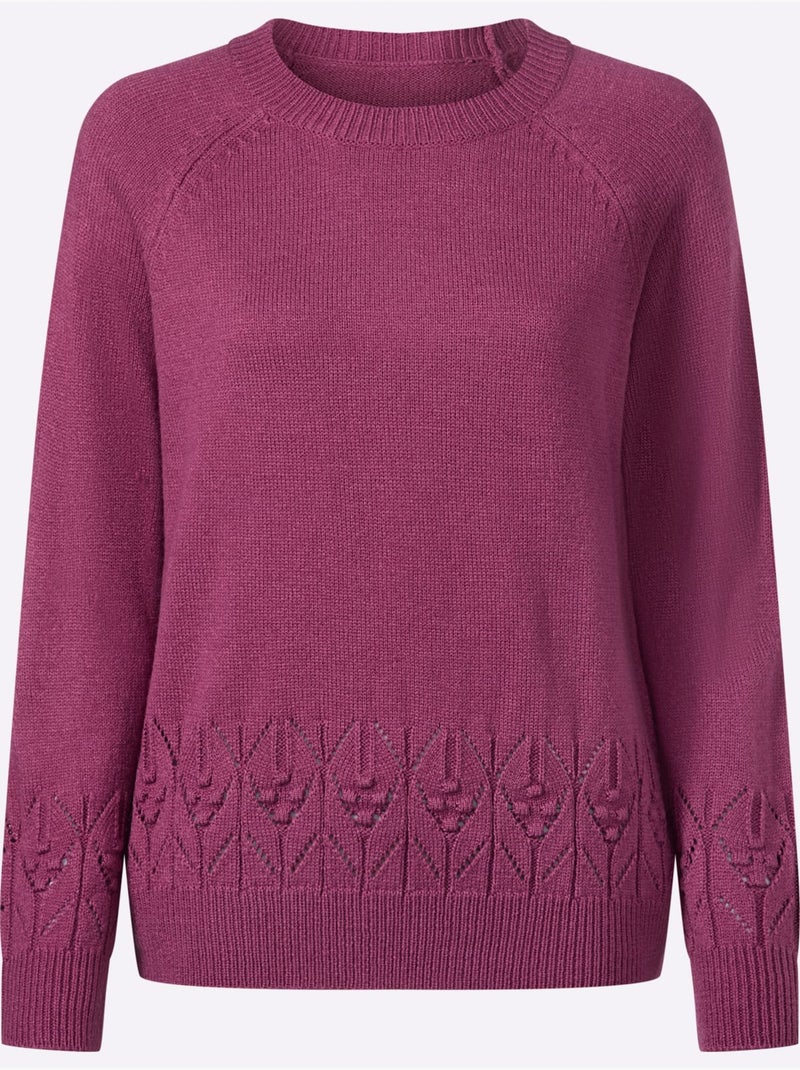 Pull à manches longues manches raglan - taille standard - moda vilona Bruyère/Menthe - Kiabi