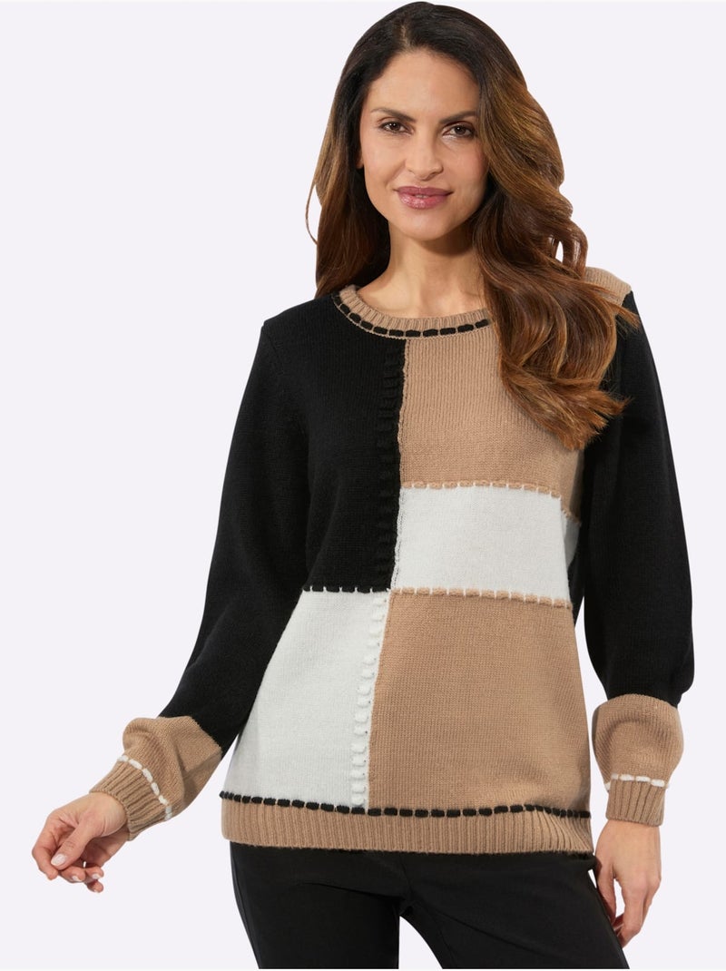 Pull à manches longues motif > - witt Noir Marron - Kiabi