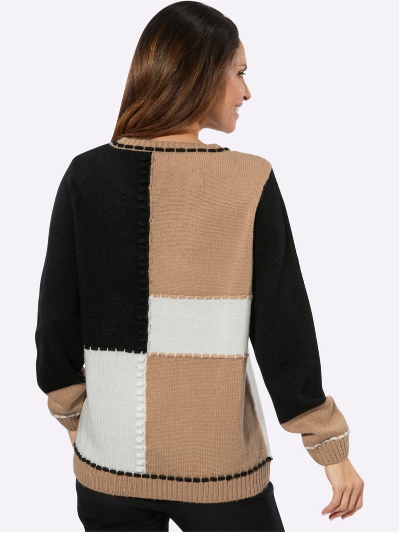 Pull à manches longues motif > - witt Noir Marron - Kiabi