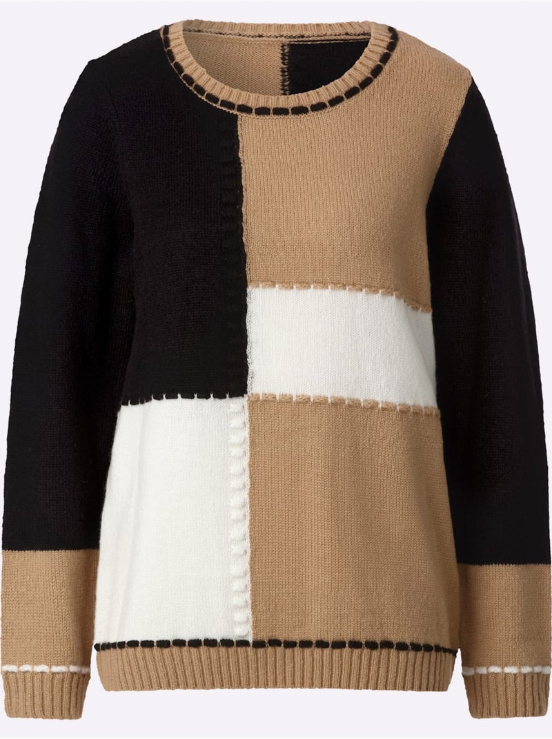 Pull à manches longues motif > - witt Noir Marron - Kiabi