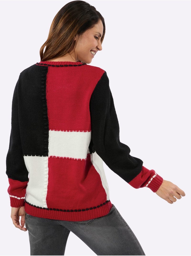 Pull à manches longues motif > - witt Noir Rouge - Kiabi