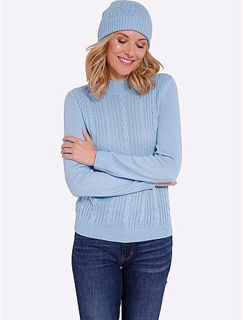 Pull à Manches Longues Motif Torsadé Classique - Taille Standard - Moda Vilona