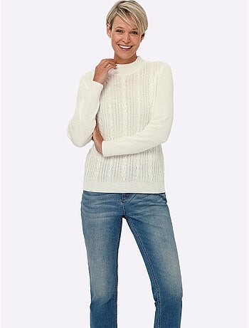 Pull à Manches Longues Motif Torsadé Classique - Taille Standard - Moda Vilona