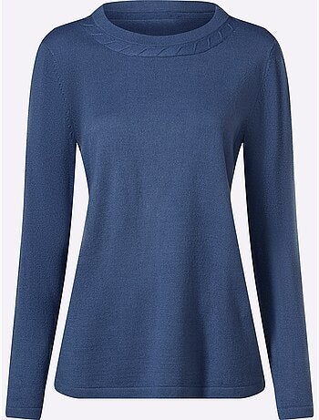 Pull à Manches Longues Motif Torsadé Mode - Taille Standard - Moda Vilona