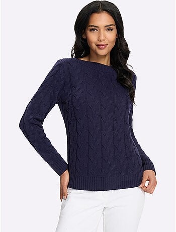 Pull à manches longues motif torsadé mode - taille standard - moda vilona