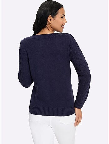 Pull à manches longues motif torsadé mode - taille standard - moda vilona