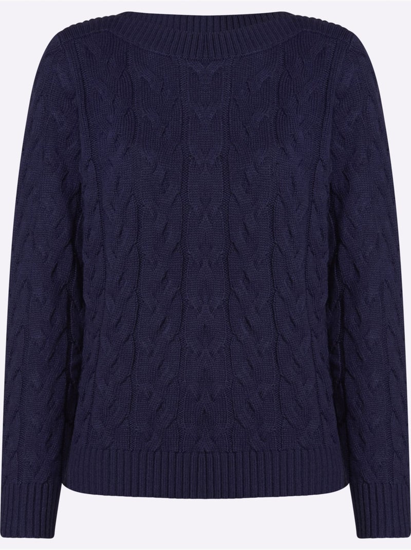 Pull à manches longues motif torsadé mode - taille standard - moda vilona Bleu marine - Kiabi