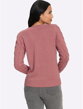 Pull à manches longues motif torsadé mode - taille standard - moda vilona