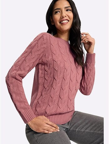 Pull à manches longues motif torsadé mode - taille standard - moda vilona