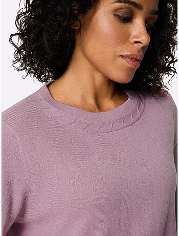 Pull à Manches Longues Motif Torsadé Mode - Taille Standard - Moda Vilona