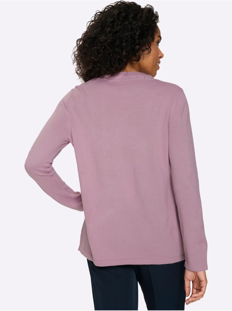 Pull à Manches Longues Motif Torsadé Mode - Taille Standard - Moda Vilona Mauve - Kiabi