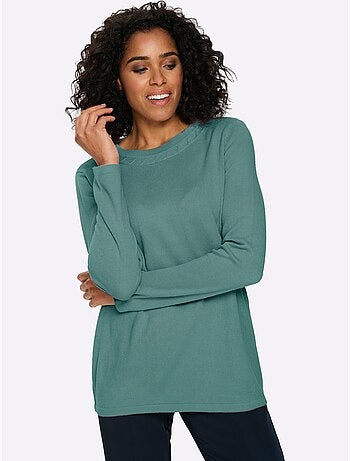 Pull à Manches Longues Motif Torsadé Mode - Taille Standard - Moda Vilona