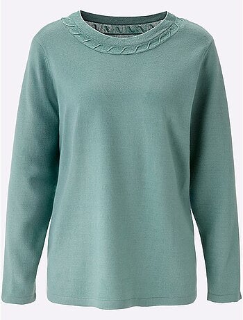 Pull à Manches Longues Motif Torsadé Mode - Taille Standard - Moda Vilona