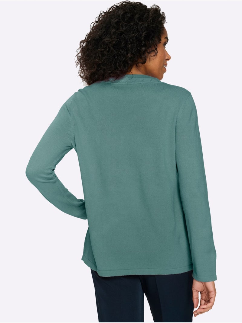 Pull à Manches Longues Motif Torsadé Mode - Taille Standard - Moda Vilona Vert Sauge - Kiabi