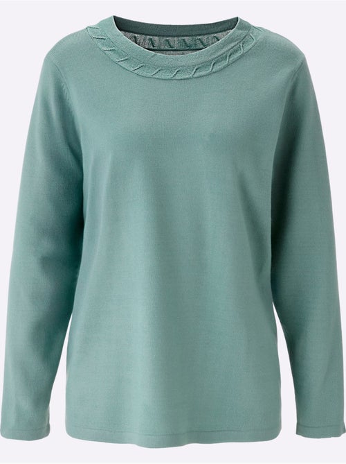 Pull à Manches Longues Motif Torsadé Mode - Taille Standard - Moda Vilona - Kiabi