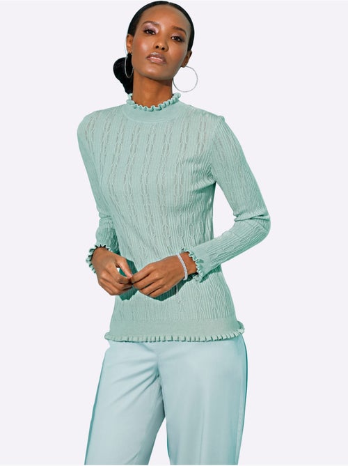 Pull à Manches Longues Motif Tricoté Décoratif - Taille Standard - Helline - Kiabi