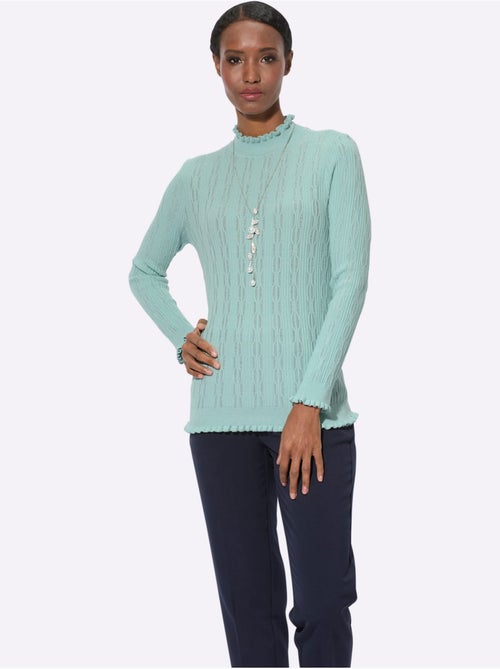 Pull à Manches Longues Motif Tricoté Décoratif - Taille Standard - Helline - Kiabi