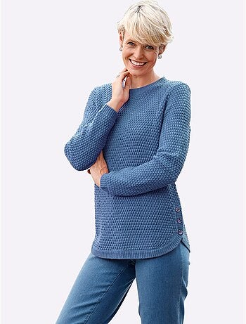 Pull à Manches Longues Motif Tricoté Décoratif - Taille Standard - Moda Vilona