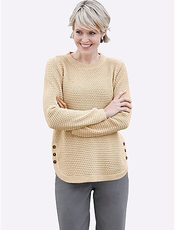Pull à Manches Longues Motif Tricoté Décoratif - Taille Standard - Moda Vilona