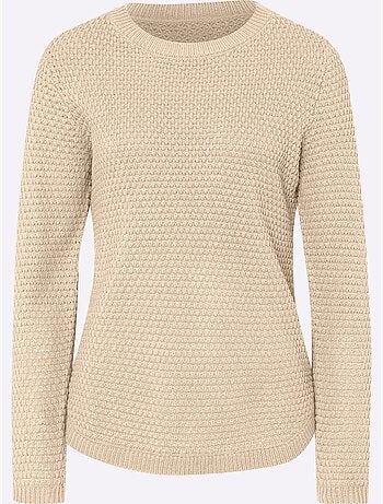 Pull à Manches Longues Motif Tricoté Décoratif - Taille Standard - Moda Vilona