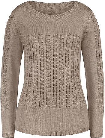 Pull à Manches Longues Motif Tricoté Devant - Taille Standard - Moda Vilona