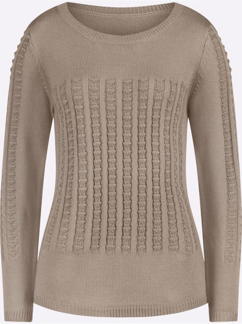 Pull à Manches Longues Motif Tricoté Devant - Taille Standard - Moda Vilona - Kiabi